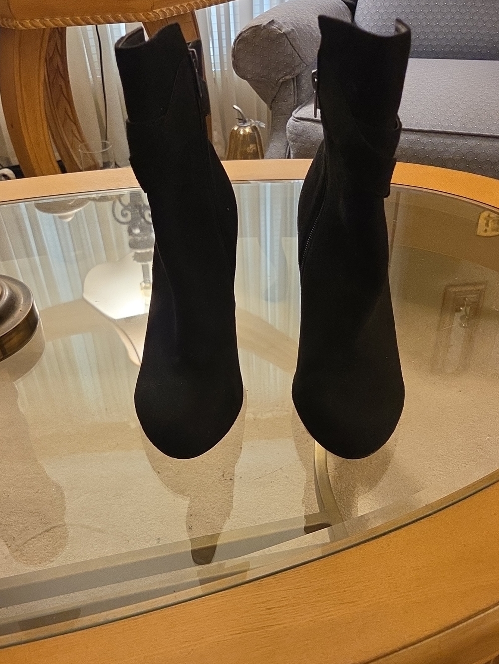 New York & Company Black Suede-Look Ankle Booties